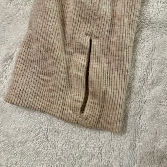 Athleta Beige Wrap Hoodie -Size L
Hole on the right sleeve by the cuff. 
Used - Picture 6 of 9